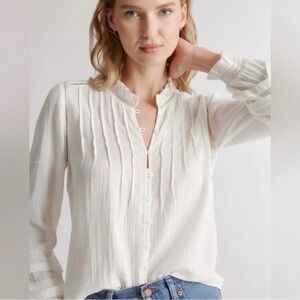 Organic Textured Cotton Peasant Blouse
